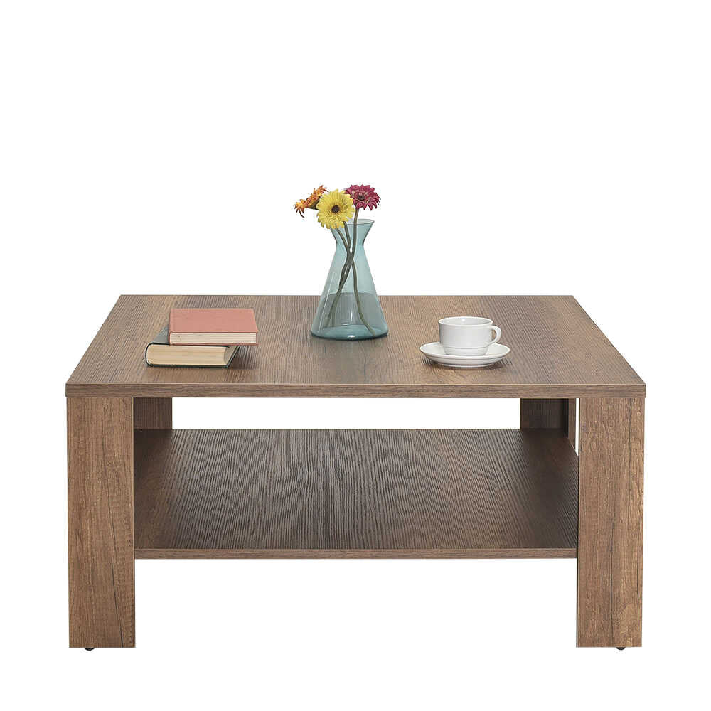 Masuta Cafea Adore New Jersey cu Raft, 90x42x90 cm - Maro