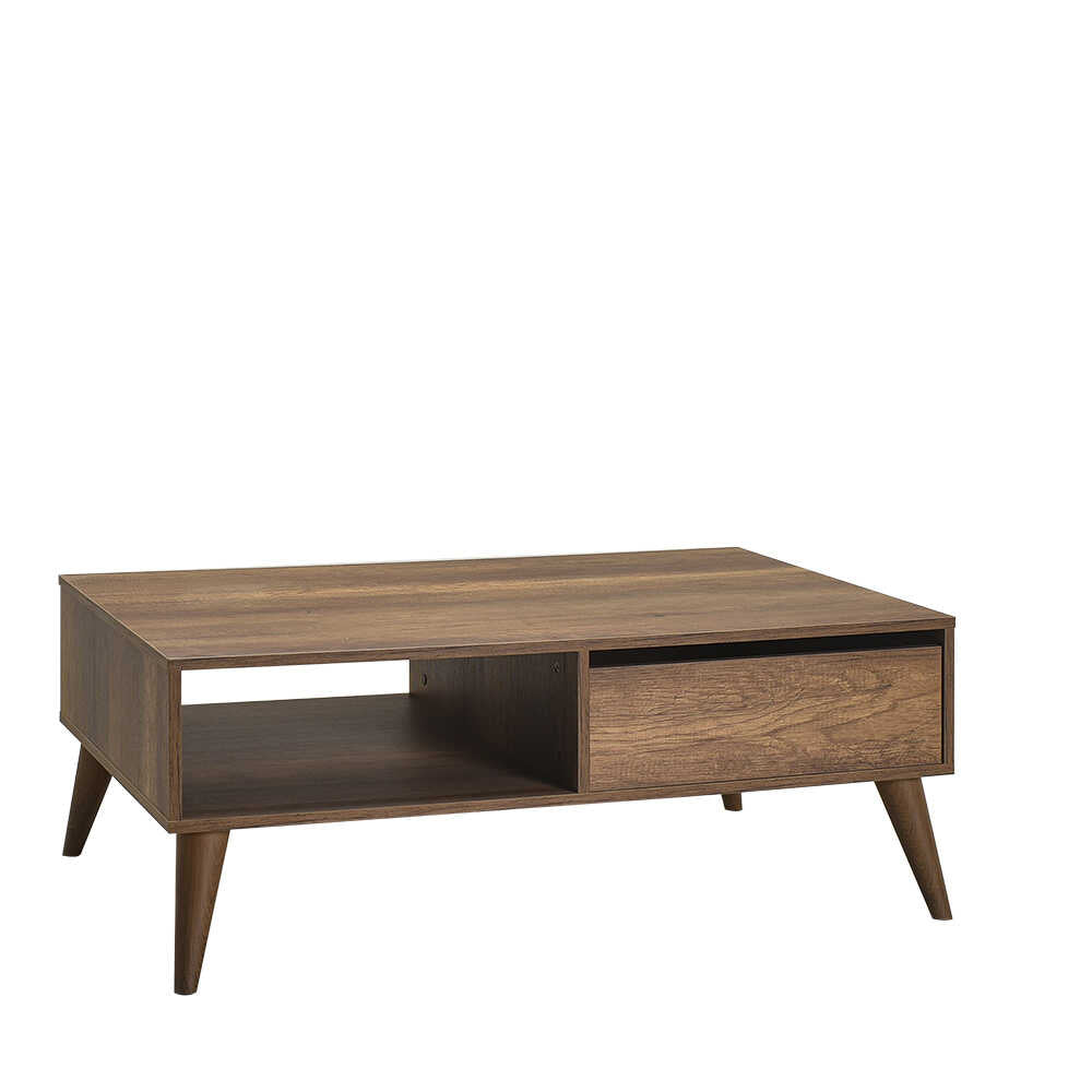 Masuta Cafea cu sertar Adore Living, Alb - Maro - Natur, 110x42x65 cm - Maro