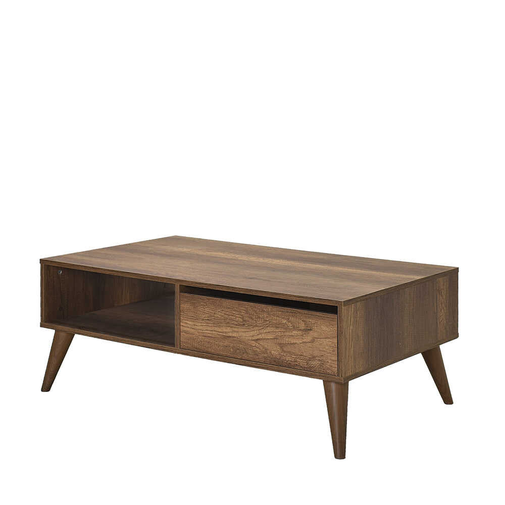 Masuta Cafea cu sertar Adore Living, Alb - Maro - Natur, 110x42x65 cm - Maro