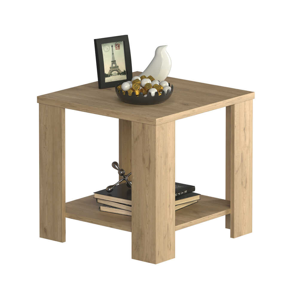 Masuta Cafea Laterala Adore New Line, Maro - Natur - Stejar, 50x48x50 cm - Stejar