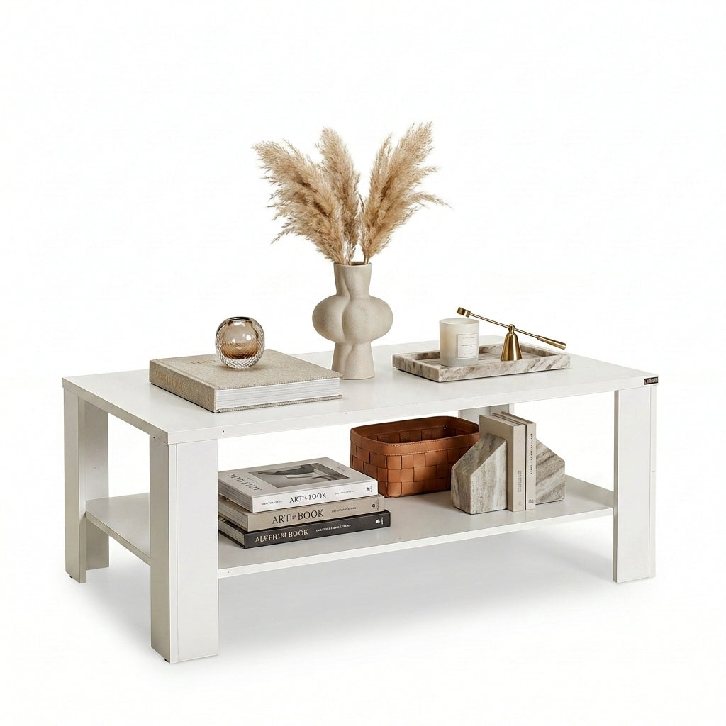 Masuta Cafea Rectangular Adore Living, Alb, 110x42x65 cm