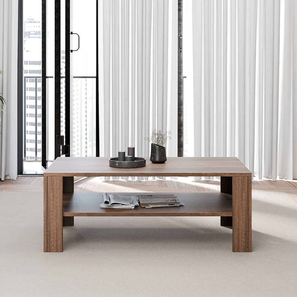 Masuta Cafea Rectangular Adore Living, Alb - Maro, 110x42x65 cm - Maro