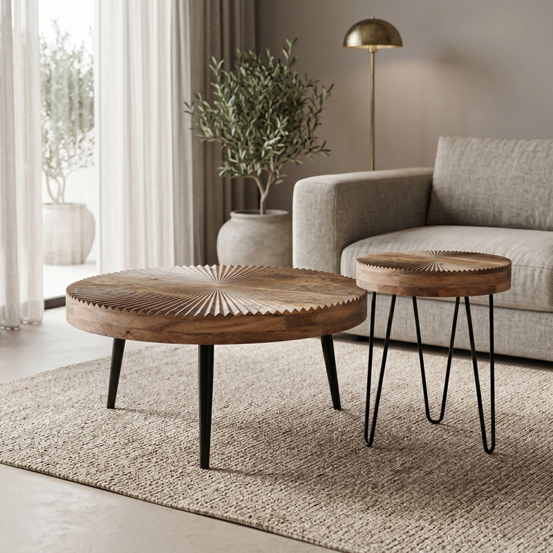 Masuta de cafea 2 pieces coffee tables, Metal, Natural
