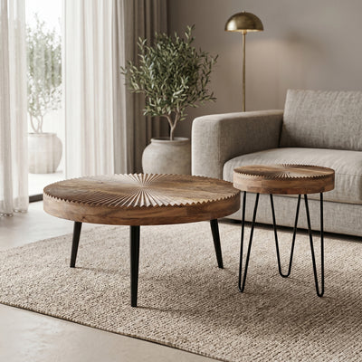Masuta de cafea 2 pieces coffee tables, Metal, Natural