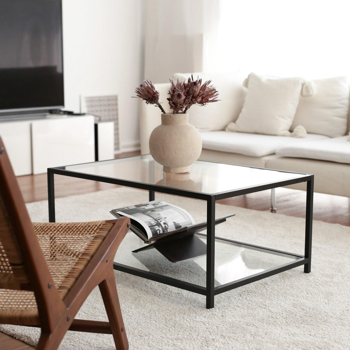 Masuta de cafea Astro sehpa / şeffaf temperli cam S400, Fum, 60x40x90 cm