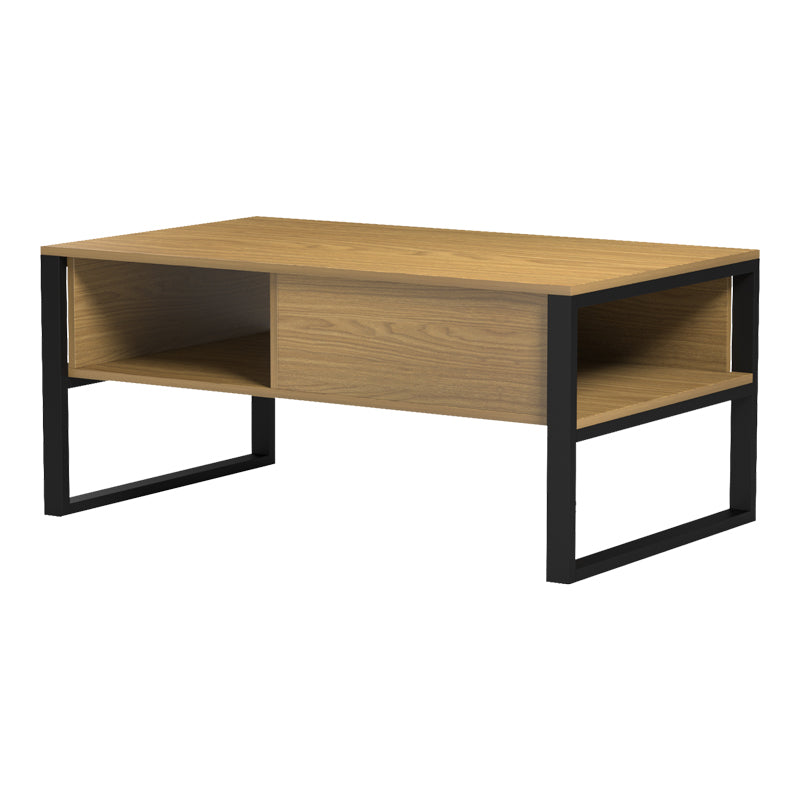 Masa de cafea Bendon, Pal melaminat si metal, 100x60x45 cm - Nuc deschis-Negru