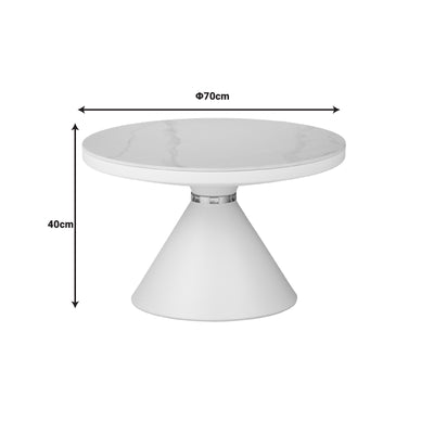 Masuta de cafea Coozlin metal marmura, alba, D70x40 cm, perspectiva suplimentara