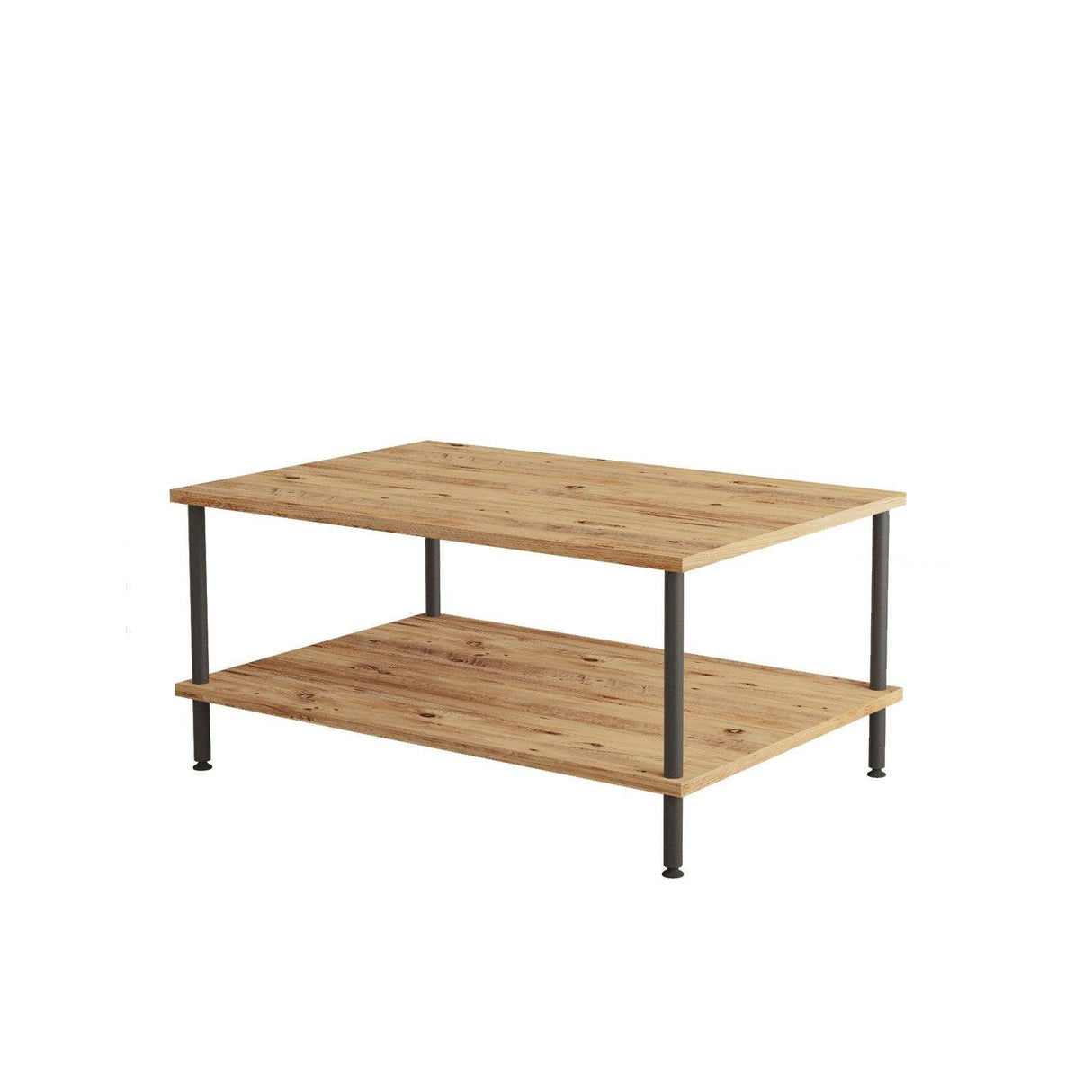 Masuta de cafea cu 2 rafturi Feronex, Stejar, 90 x 41 x 60 cm