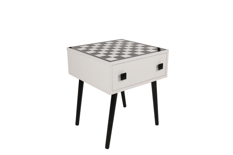 Masuta de cafea cu Design de Masa Sah , White, Alb, 50 x 60 x 50 cm