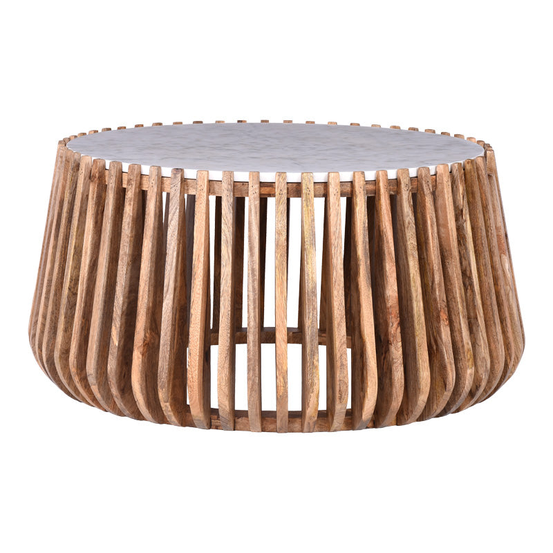 Masuta de cafea din lemn de mango cu aspect de marmura de la Mable, Lemn, Natur, 80x45 cm