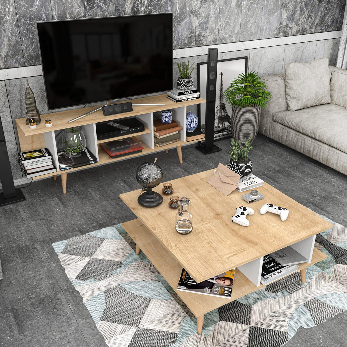 Masuta de cafea Fulya, Stejar, 89x44x89 cm