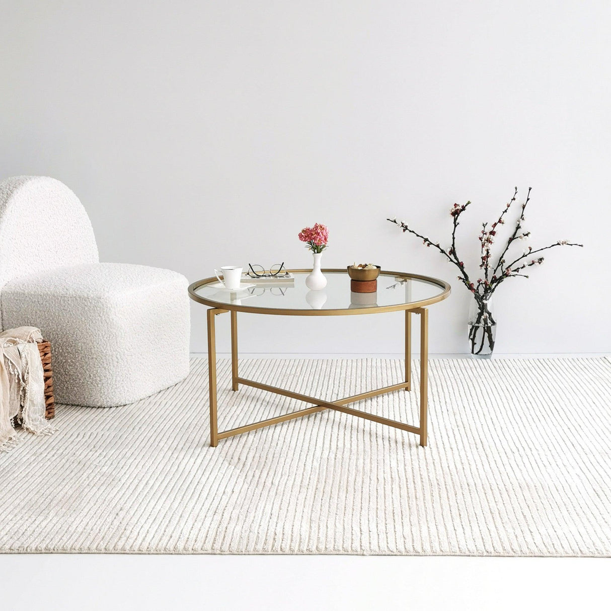 Masuta de cafea Gold Sun S404, Aur, 83x40x83 cm