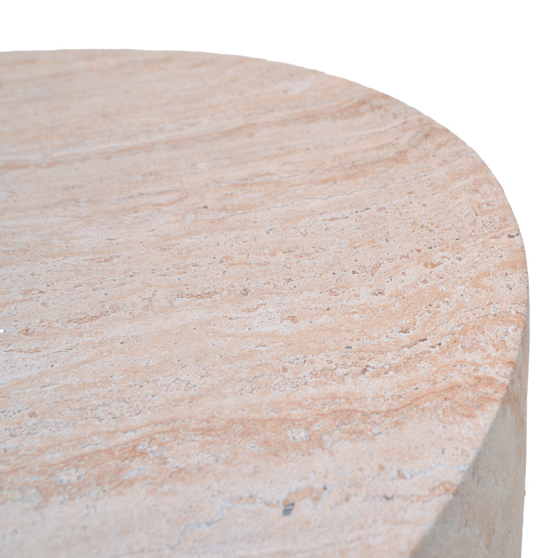 Masuta de cafea Ingendo, Aspect travertin, Travertin, D90x33 cm