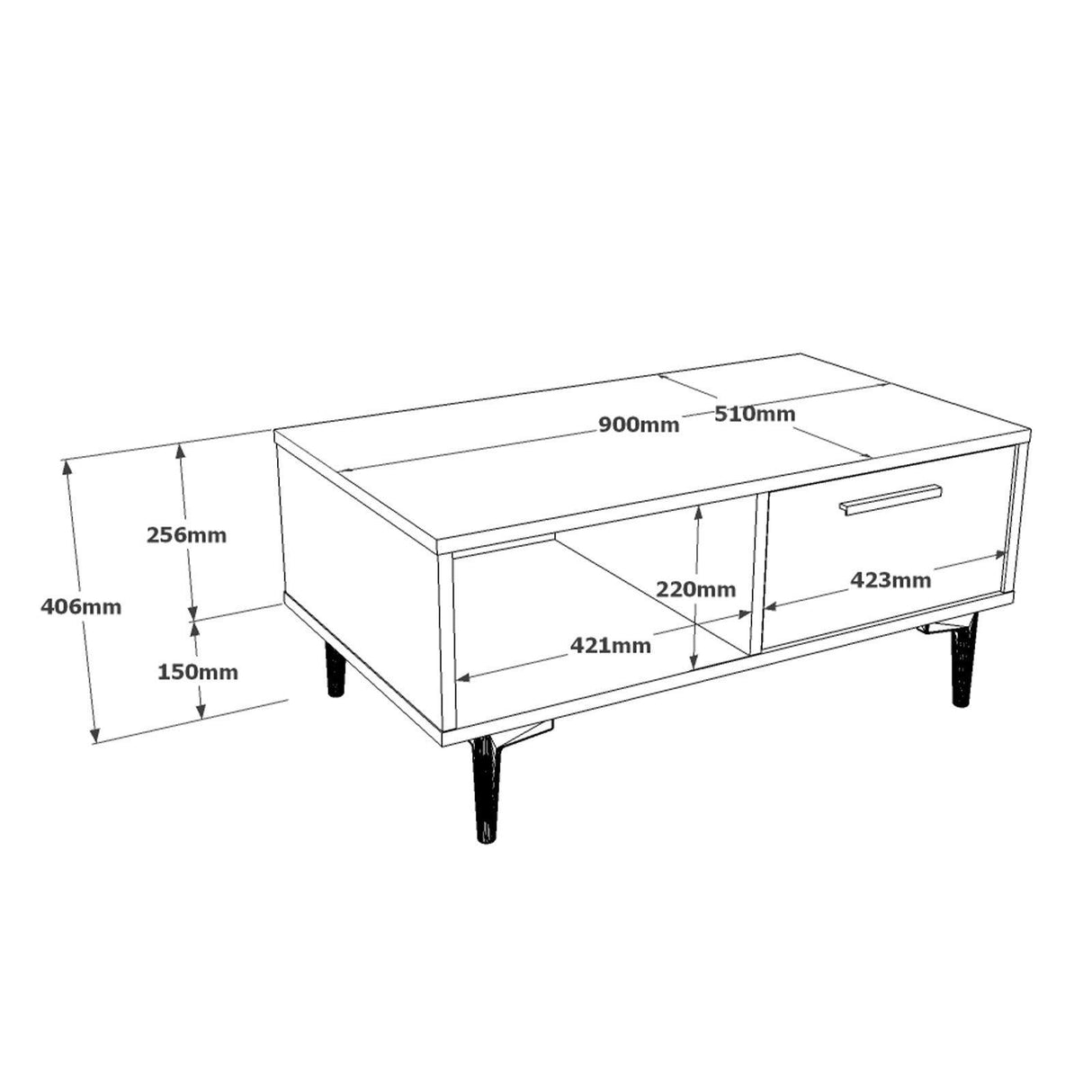 Masuta de cafea Kasap Litoral, Gri - Stejar, 90 x 41 x 51 cm