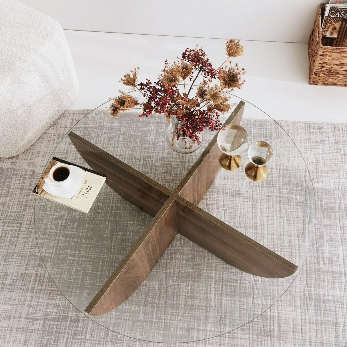 Masuta de cafea Lily - Walnut, Nuc, 90x30x90 cm