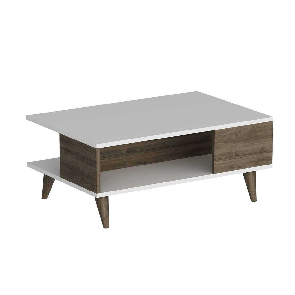 Masuta de Cafea Lyon - Walnut, White, Alb, 90x39x60 cm