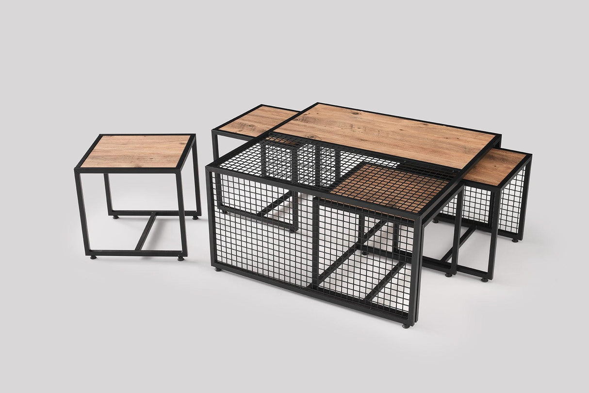 Masuta de cafea Matruşka 9686, Negru, 90x45x90 cm