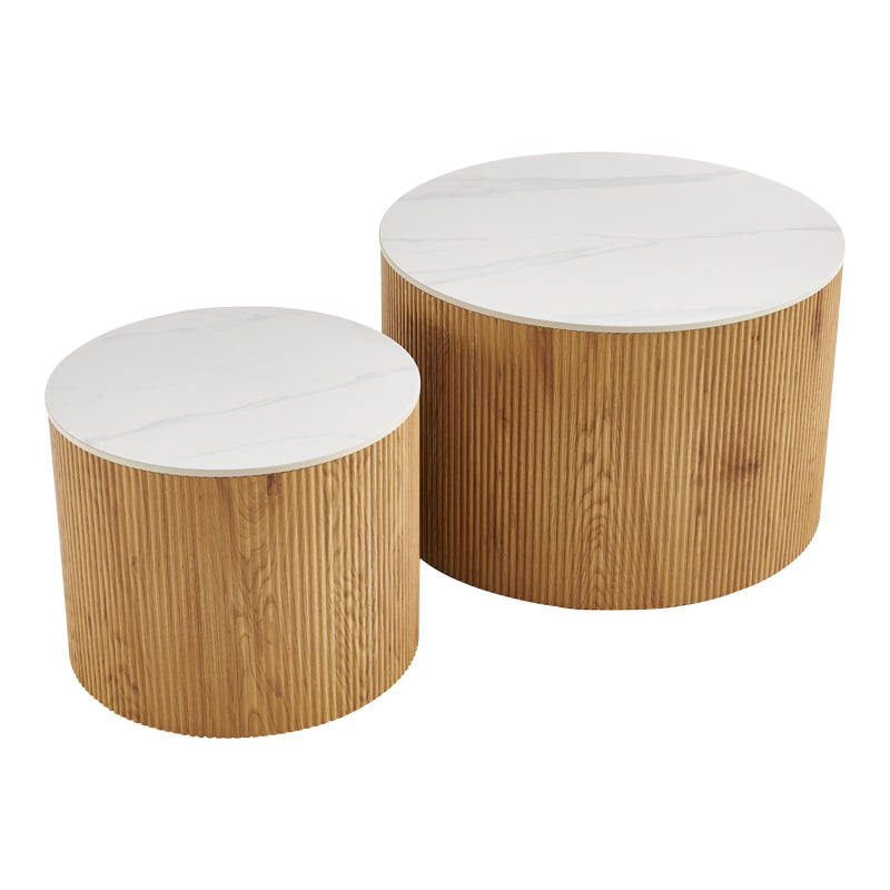 Masuta de cafea Nelba, set 2 piese, 70x70x50 cm - Stejar