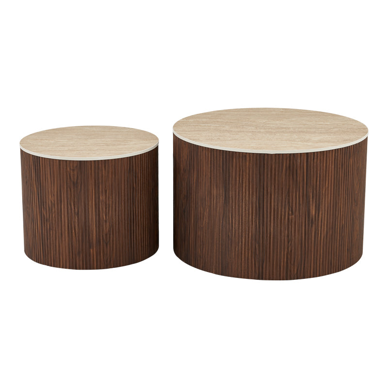 Masuta de cafea Nelba, set 2 piese, 70x70x50 cm - Nuc