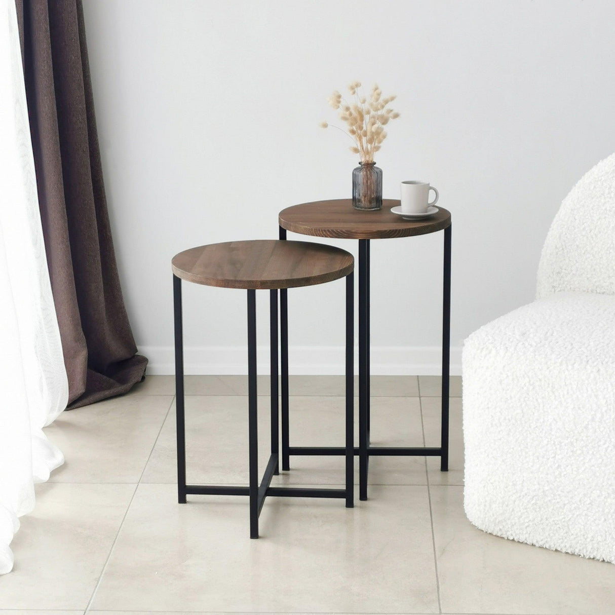 Masuta de cafea Neta 1 - Walnut, Nuc, 35x55x35 cm