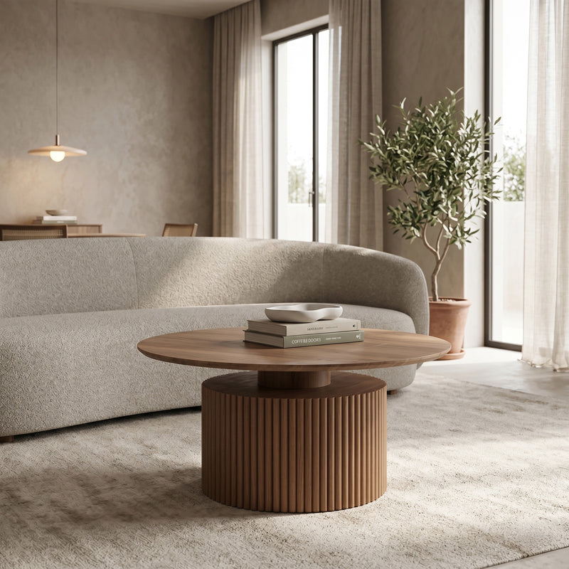 Masuta de cafea Opols, MDF, Nuc, D90x42 cm