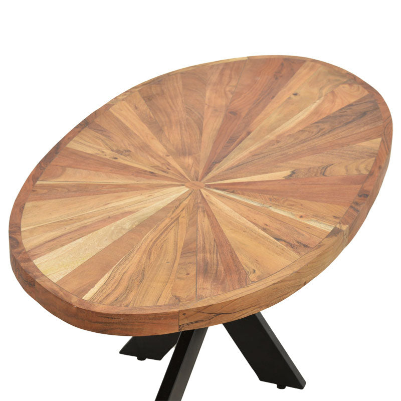 Masuta de cafea ovala Fardy lemn masiv de acacia, nuc - negru, 120x60x45 cm