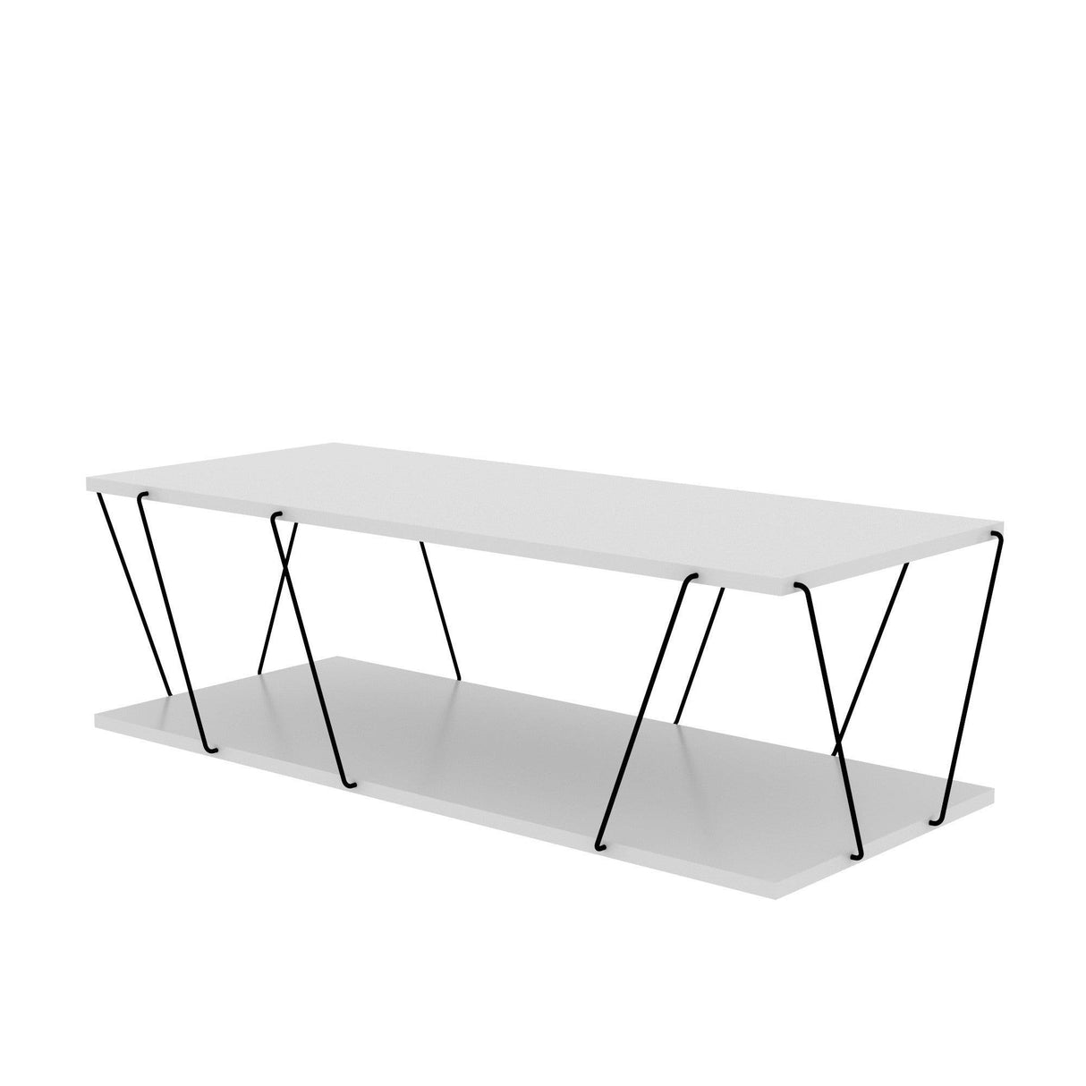 Masuta de cafea PyroTech, Alb - Stejar - Gri - Galben, 120x30x50 cm - Alb