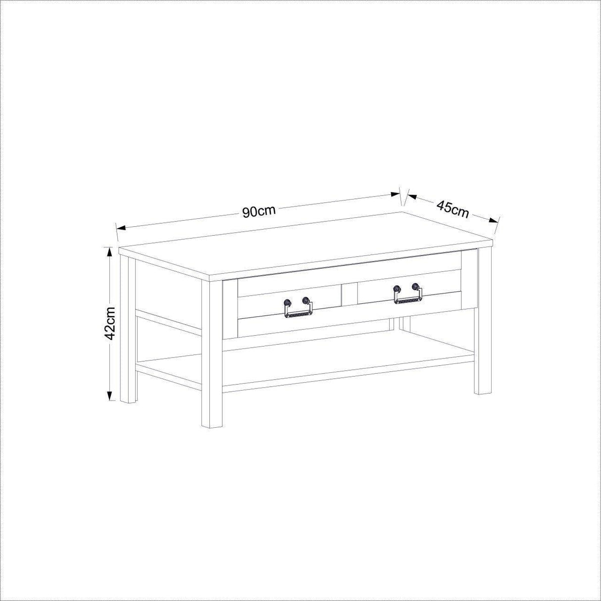 Masuta de Cafea Sento, Stejar, 90x42x45 cm