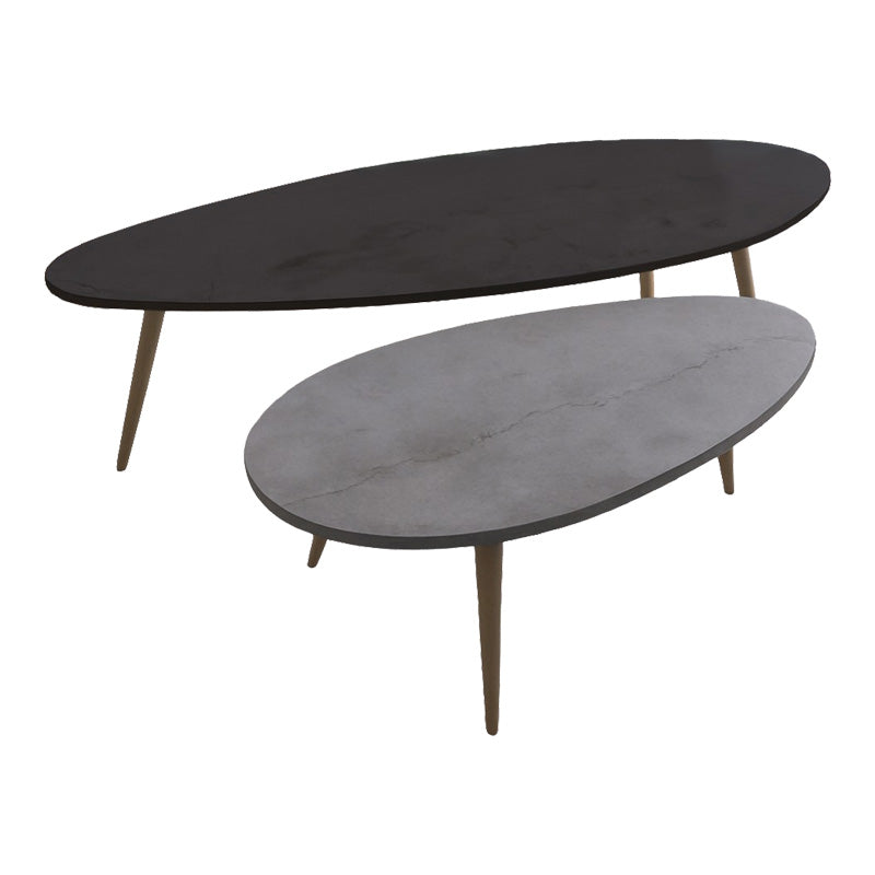 Masuta de cafea set 2 piese Monty, și metal, Negru - Gri, 116x46x46 cm