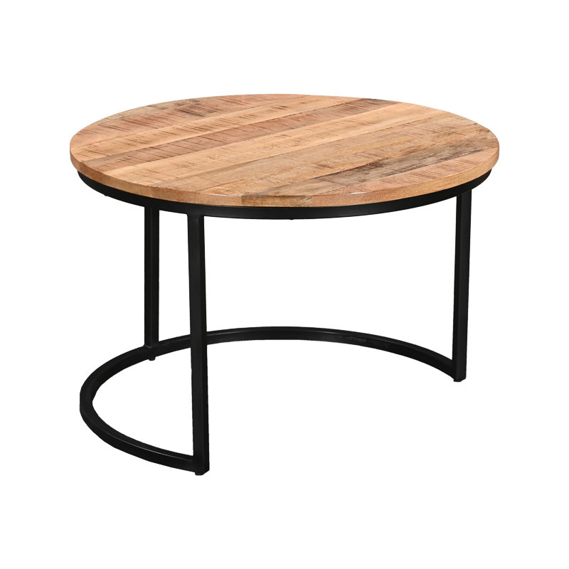 Masuta de cafea set 3 piese Frina, lemn masiv de mango, Naturala, 70x70x45 cm