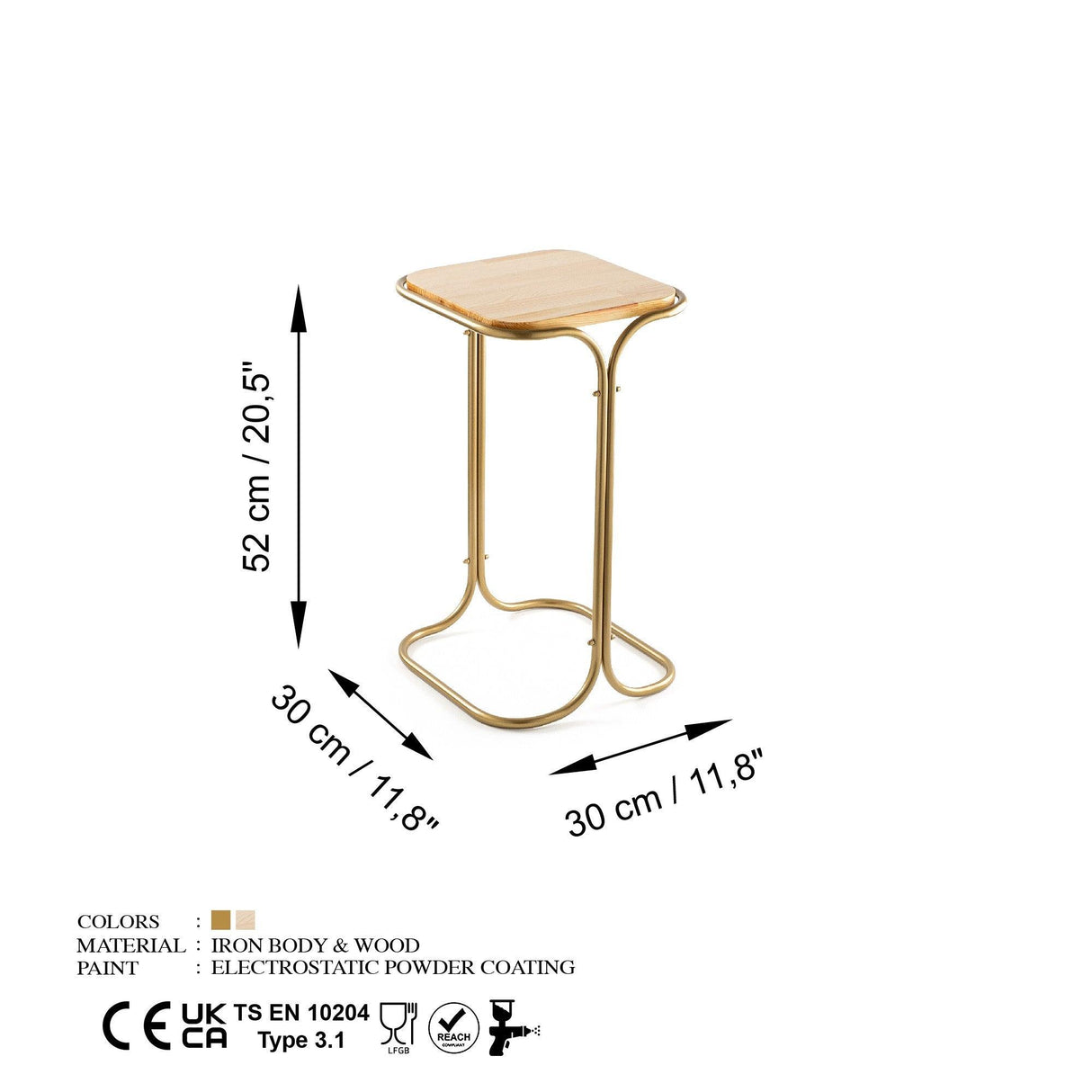 Măsuță de cafea SHB-001-C, Aur, 30x52x30 cm