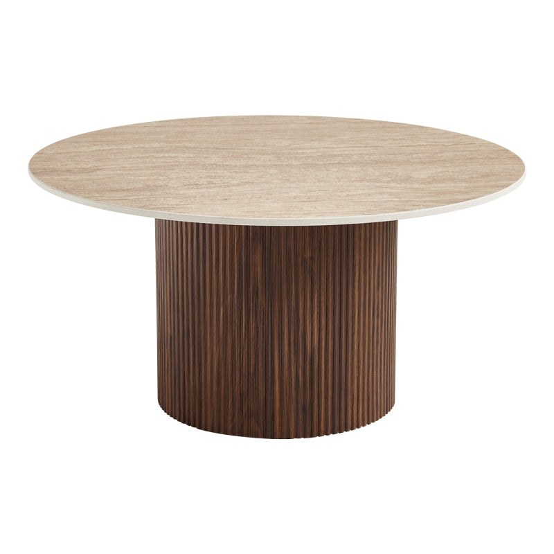 Masuta de cafea Sikulu, Aspect travertin, D80x40 cm - Nuc