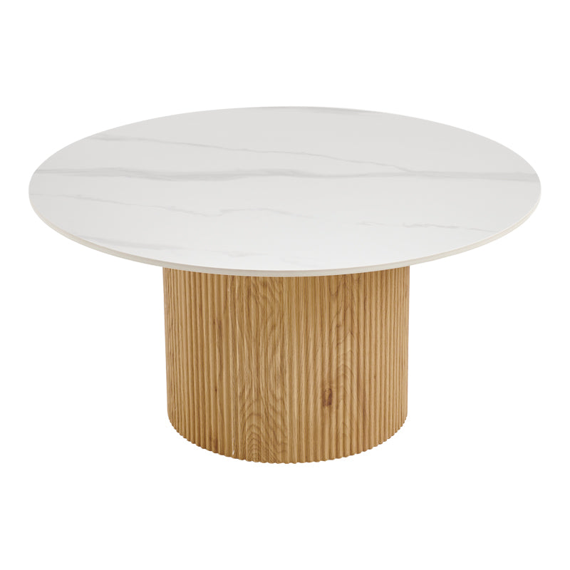 Masuta de cafea Sikulu, Aspect travertin, D80x40 cm - Stejar