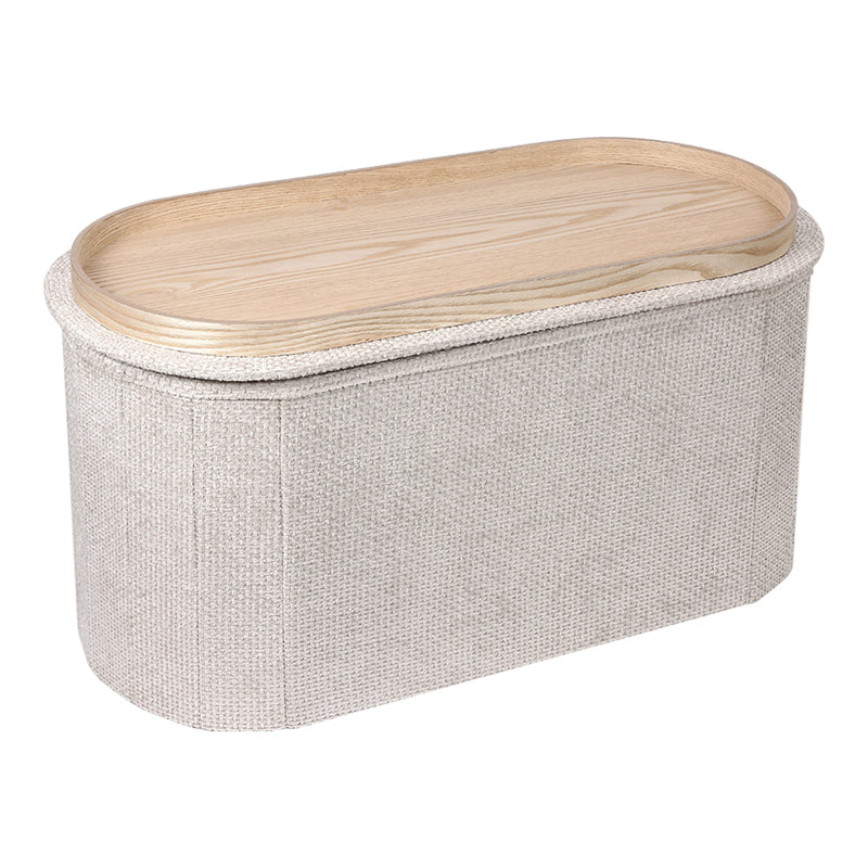 Masuta de cafea Stool-trunk Trebia, Stofa, 76x38x38 cm - Crem