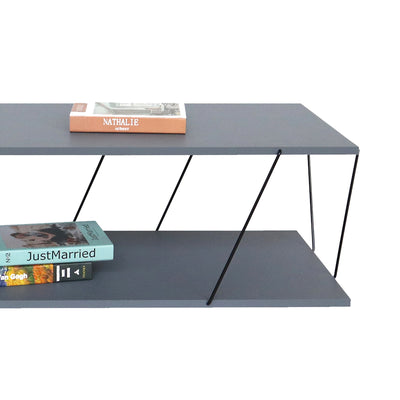 Masuta de cafea Tars, gri-negru, 120x48x30 cm, detaliu produs