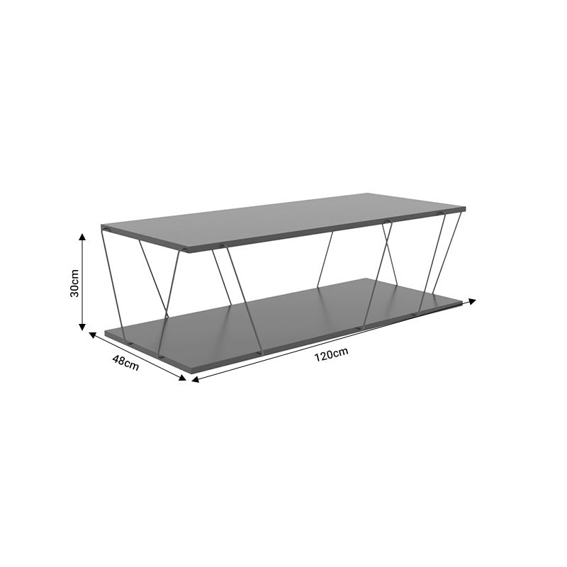 Masuta de cafea Tars, gri-negru, 120x48x30 cm