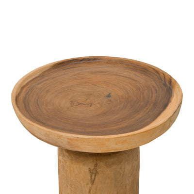 Măsuță de cafea Tobola din lemn Suar, Natural Ø60x45cm, vedere laterală, lemn, PP, pentru living