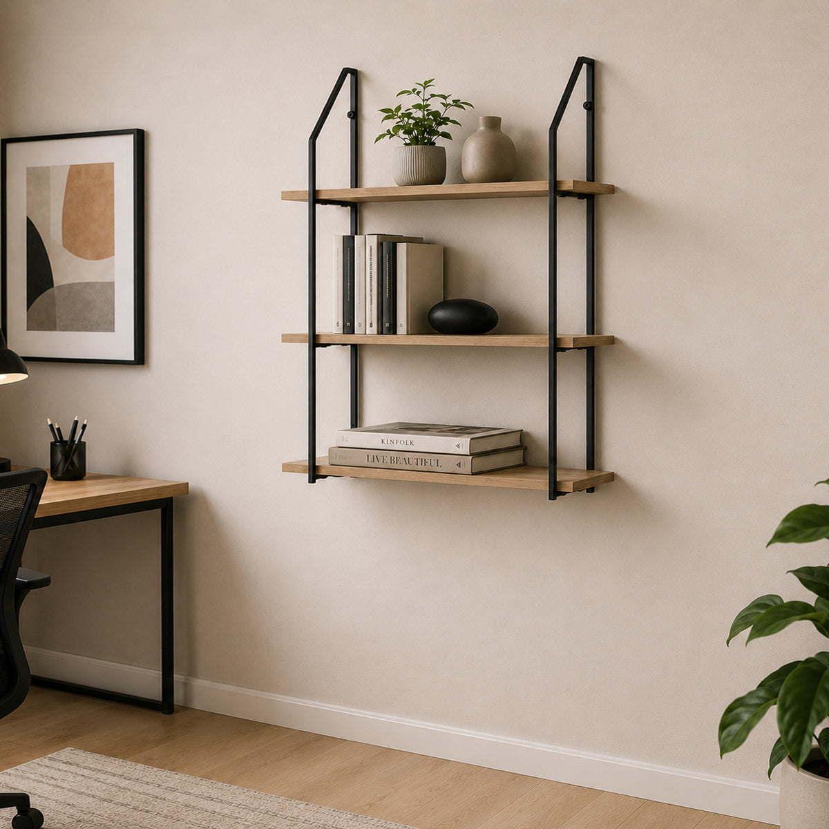 Masuta de cafea Wall shelf Fema, Metal, Stejar, 60x20x80 cm