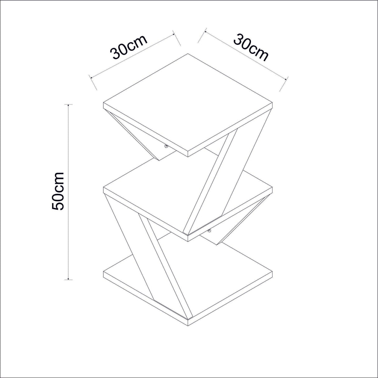 Tabel lateral Albeni - Anthracite, Gri, 50x30x30 cm