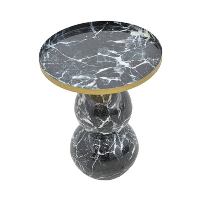 Masuta laterala Dearest marmura metal, negru-auriu, D41x57 cm, imagine suplimentara