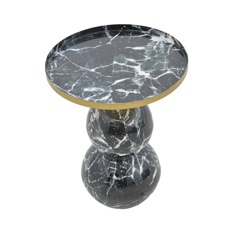 Masuta laterala Dearest marmura metal, negru-auriu, D41x57 cm, imagine suplimentara