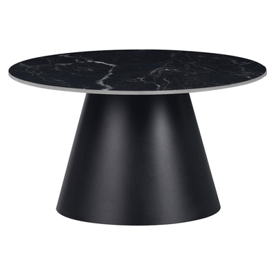 Masuta laterala Fabrin marmura neagra piatra sinterizata-metal, negru, 50x50x46 cm, imagine suplimentara
