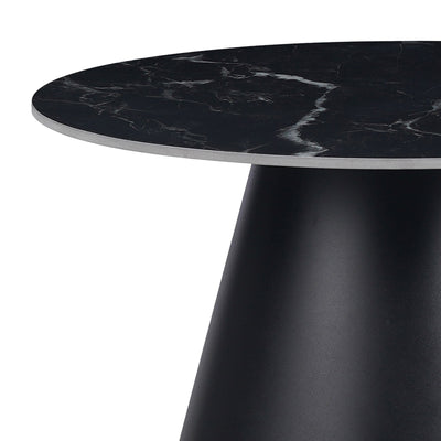 Masuta laterala Fabrin marmura neagra piatra sinterizata-metal, negru, 50x50x46 cm, detaliu produs
