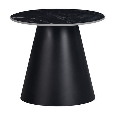 Masuta laterala Fabrin marmura neagra piatra sinterizata-metal, negru, 50x50x46 cm, foto produs