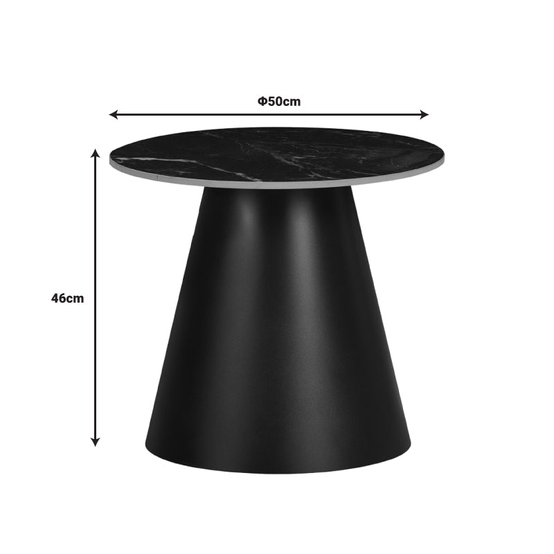 Masuta laterala Fabrin marmura neagra piatra sinterizata-metal, negru, 50x50x46 cm, foto produs 9