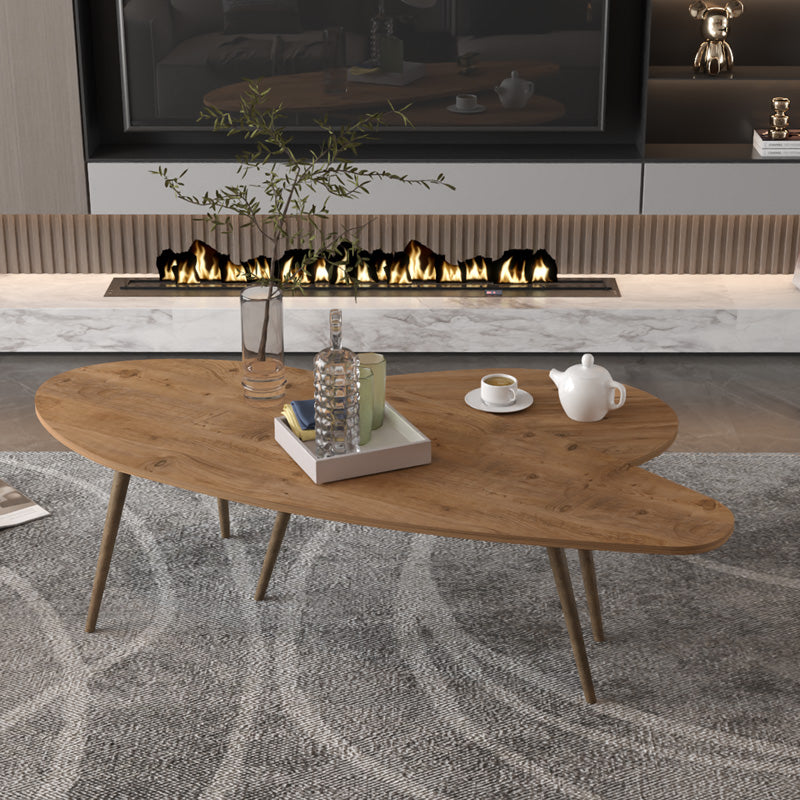 Masute de cafea Monty cu design Natural, Set 2 piese, Lemn, 116x46x46 cm