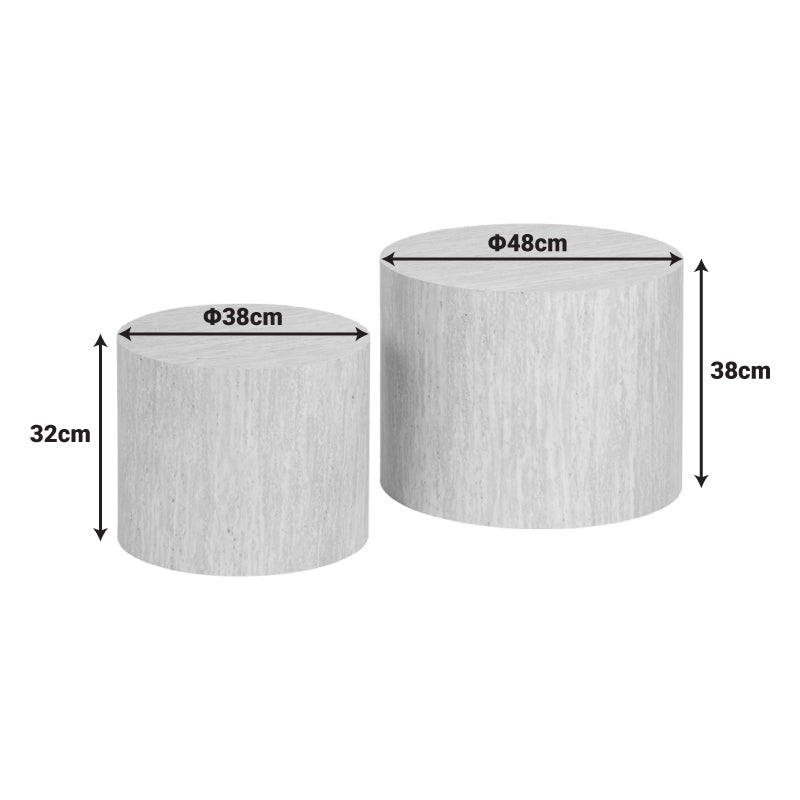 Masute laterale 2 bucati cu aspect de travertin Zonar, Bej, 45x45x50 cm