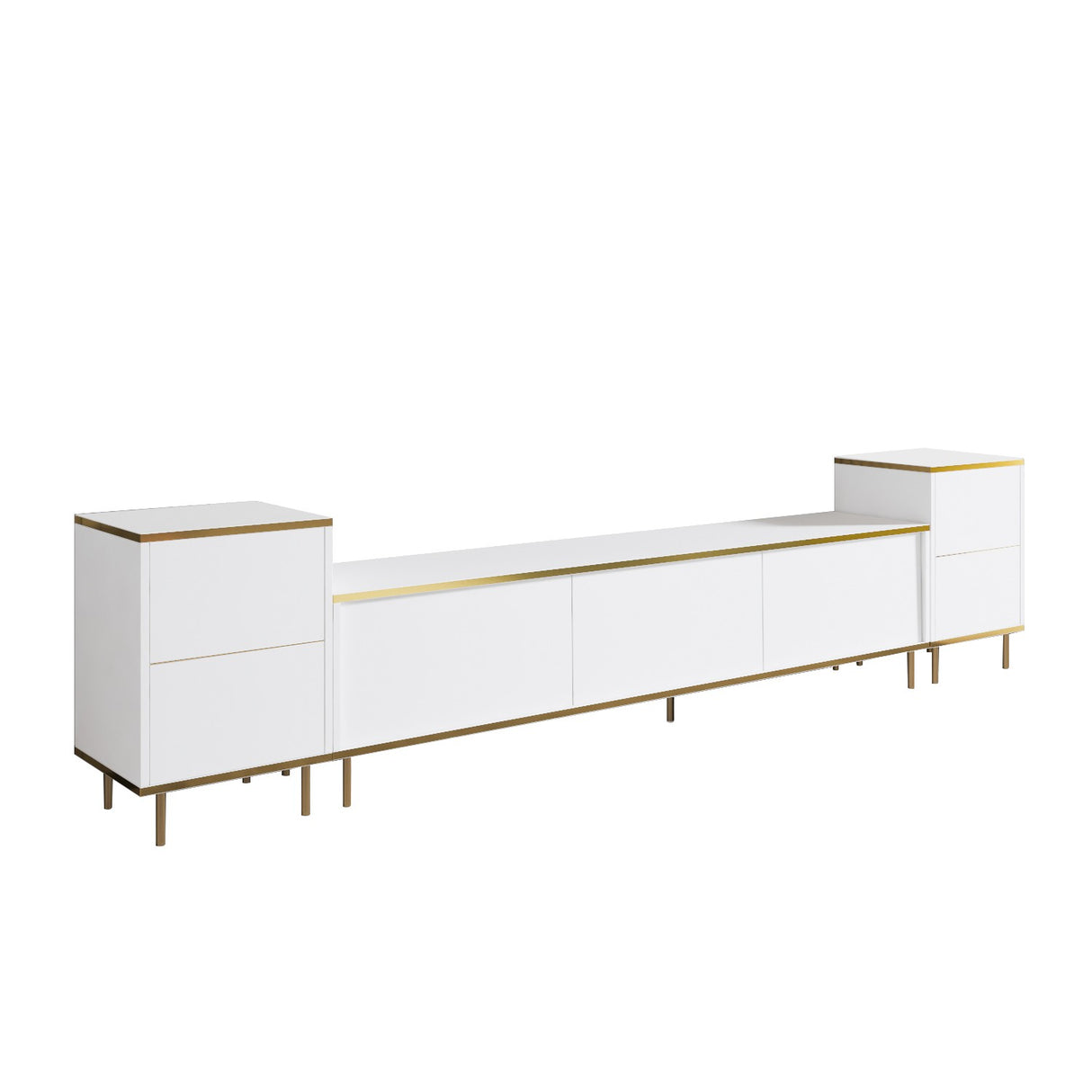 Comoda Tv Imag, Marmura, Alb, 260x60x35 cm - Alb