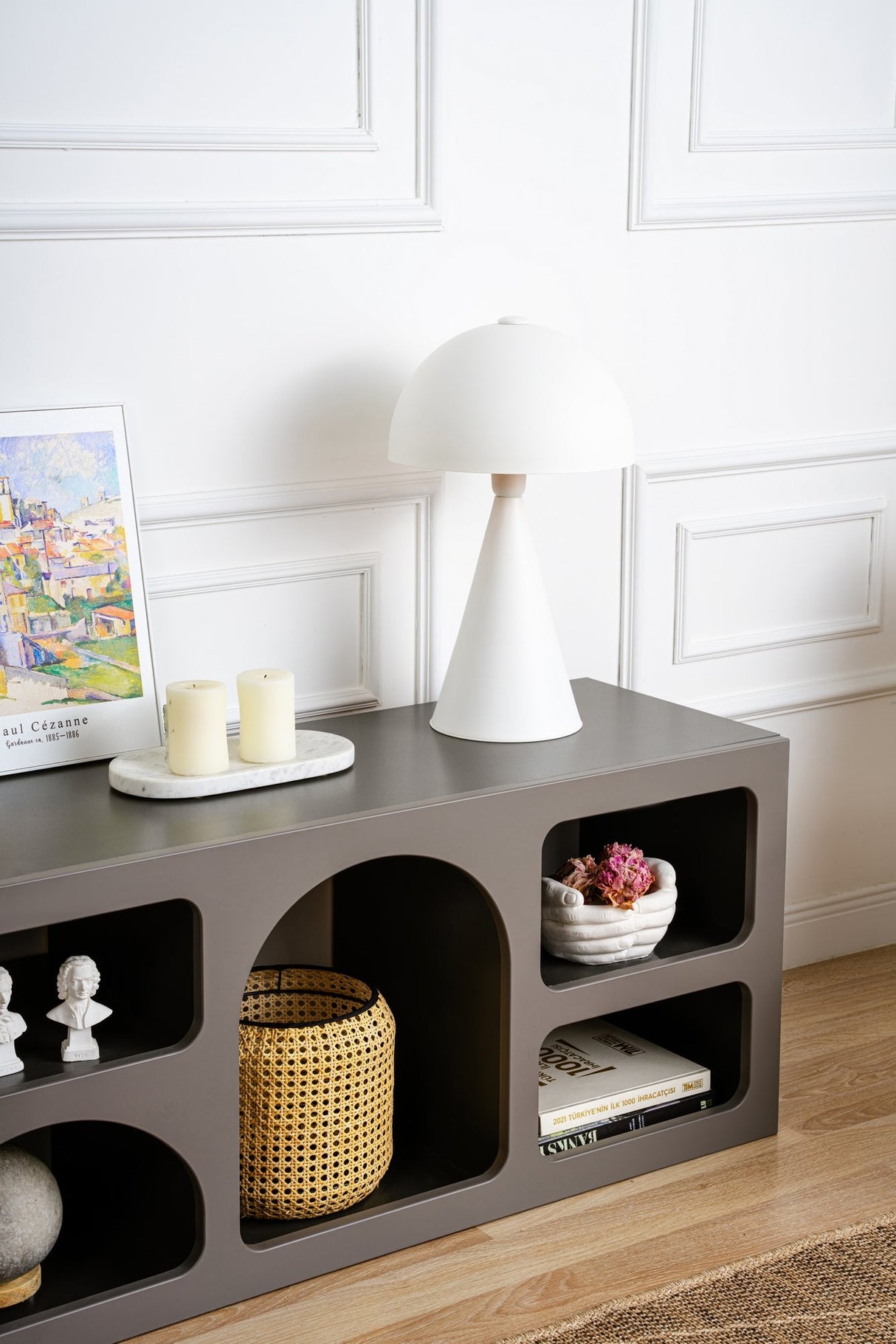 Mobila Lorin, Alb - Anthracite, 160x38 cm - Anthracite
