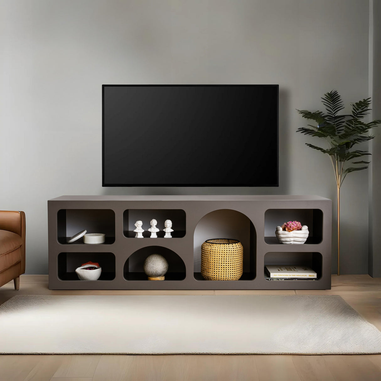 Mobila Lorin, Alb - Anthracite, 160x38 cm - Anthracite